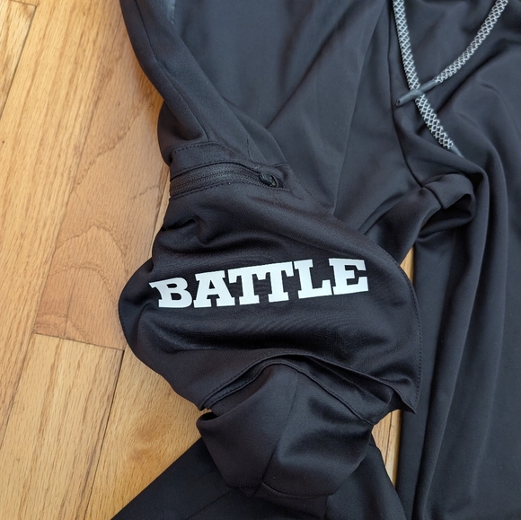 Battle Logo Drawstring Waist Black Joggers - Picture 6 of 9